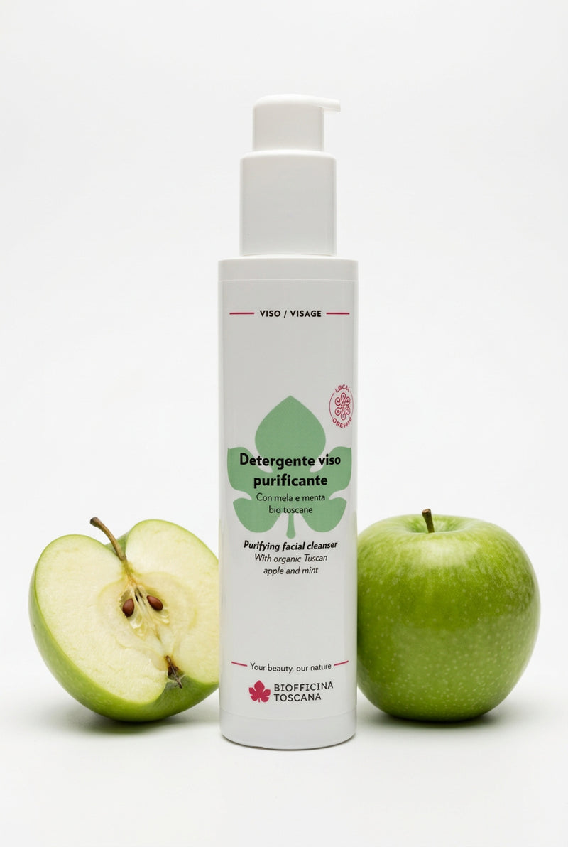 Renande ansiktsrengöring med äpple AHA och salicylsyra 200ml – djuprengörande och uppfriskande från Biofficina Toscana