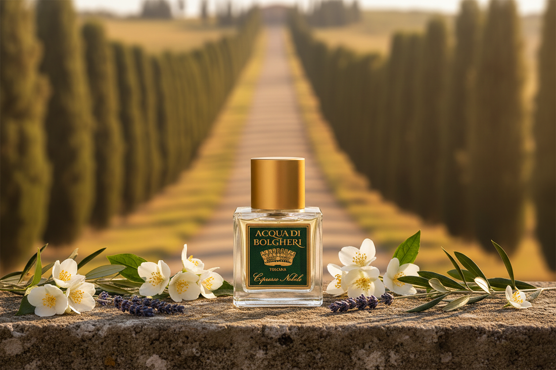 Cipresso Nobile Eau de Parfum herr med cypress, lavendel och cederträ – naturlig parfym från Bolgheri, Toscana