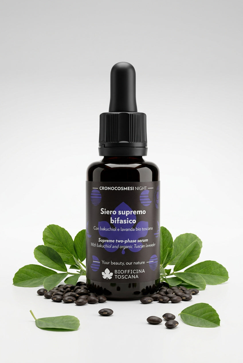 Tvåfasserum med bakuchiol och ekologisk lavendel – naturligt retinol-alternativ för anti-aging från Biofficina Toscana