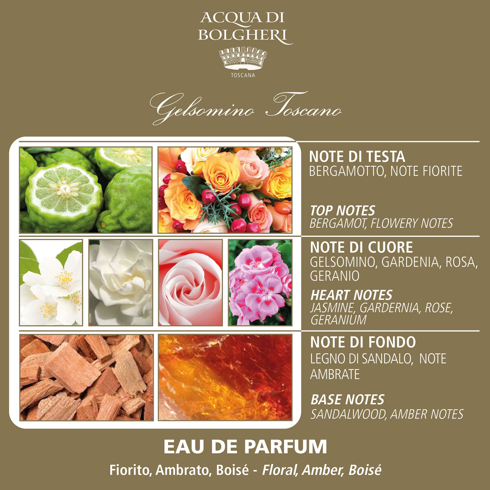 Eau de Parfum - Gelsomino Toscano 50ml - Dam - Jasmin, Gardenia & Bärnsten