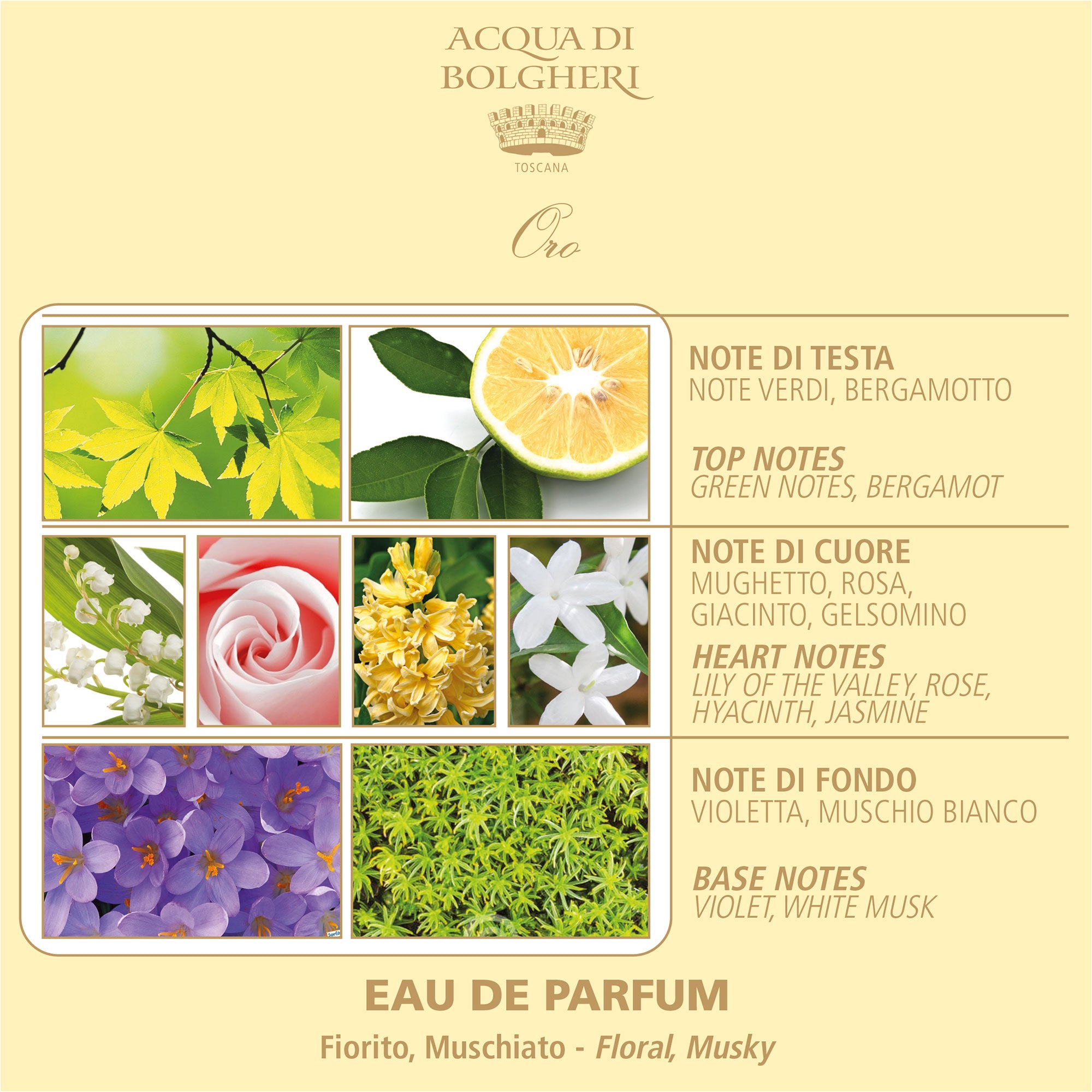 Eau de Parfum - Oro 50ml - Dam - Bolgheri Ros, Mysk & Hyacint