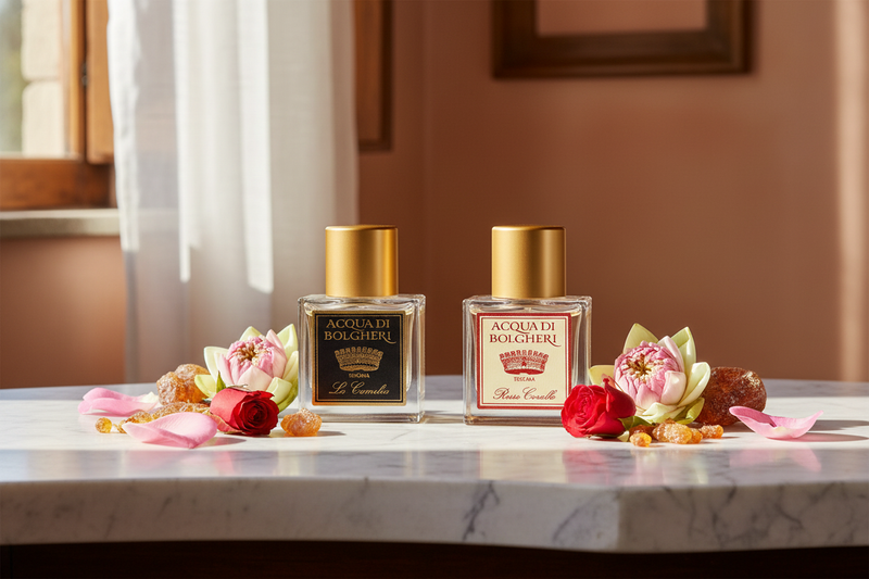 La Camelia & Rosso Corallo – Toscana med rosor, amber & lotus