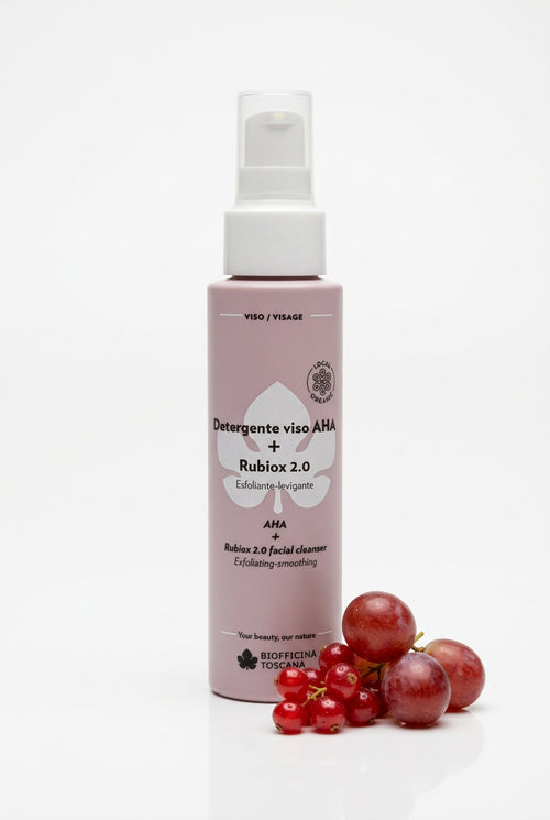 Ansiktsrengöring med AHA och Rubiox 2.0 100ml – rengörande och uppljusande från Biofficina Toscana