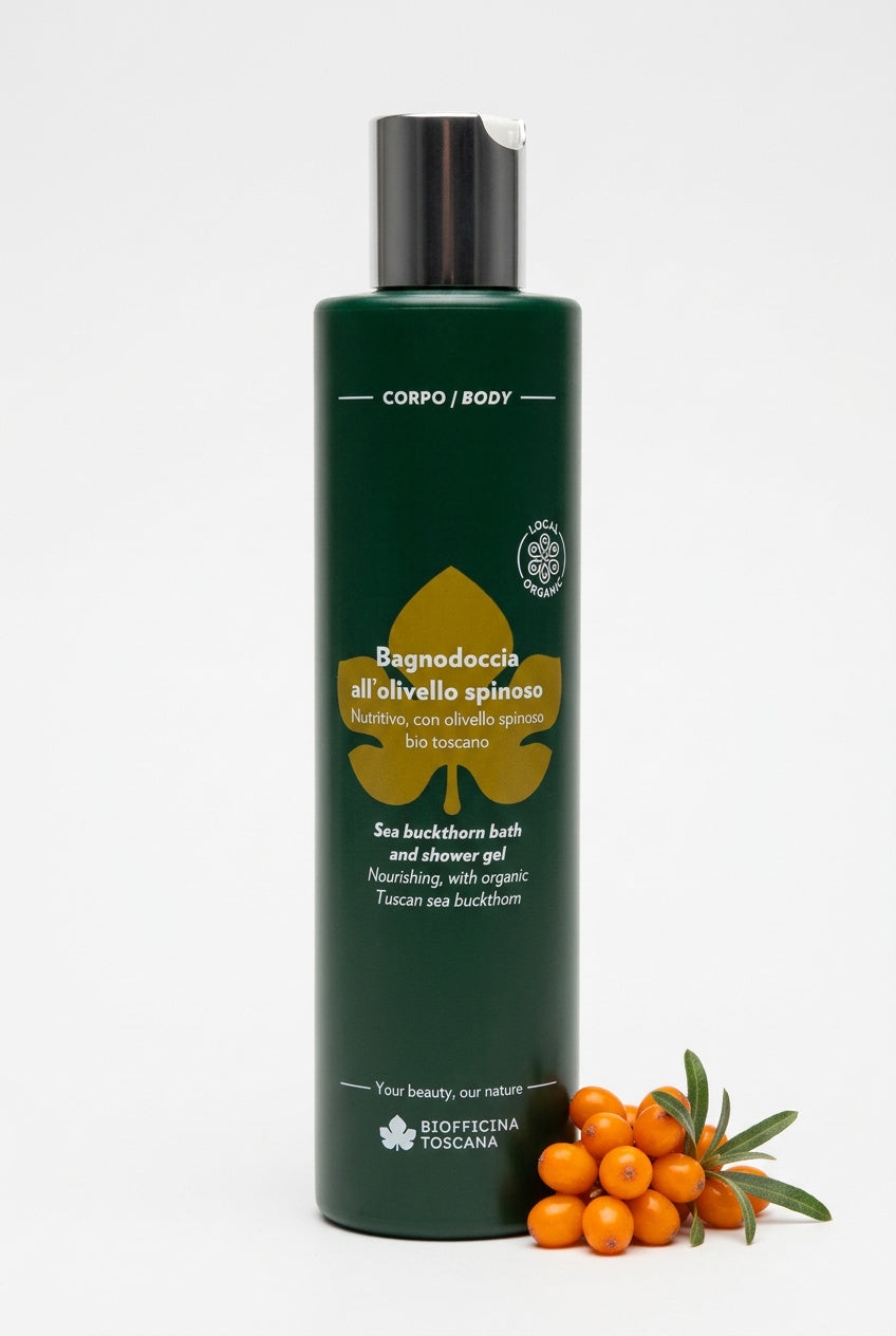 Havtorn bad- och duschgel med vitamin C 250ml – uppfriskande och antioxidant kroppsvård från Biofficina Toscana