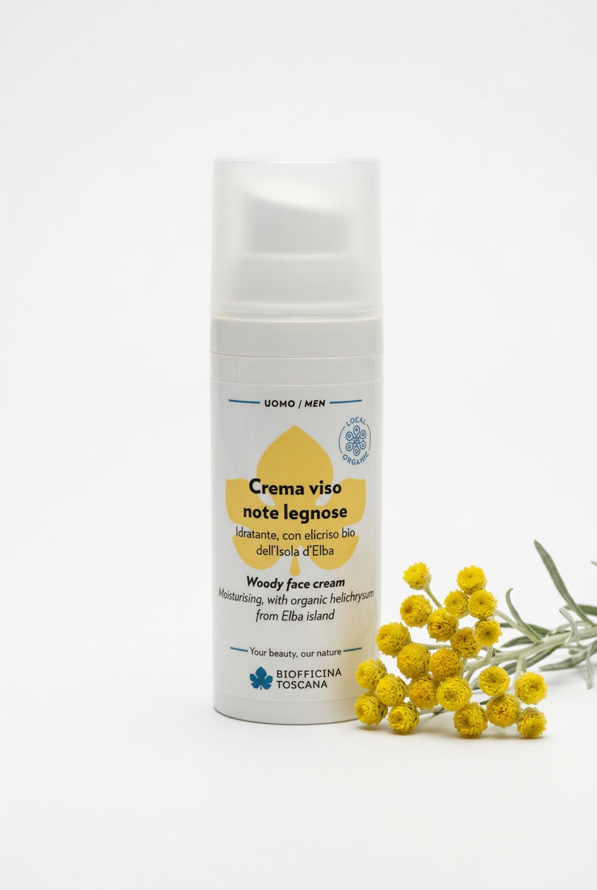 Ansiktskräm för män med helichrysum och squalan 50ml – vårdande och skyddande hudvård från Biofficina Toscana