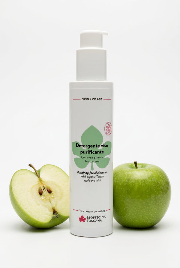 Renande ansiktsrengöring med äpple AHA och salicylsyra 200ml – djuprengörande och uppfriskande från Biofficina Toscana