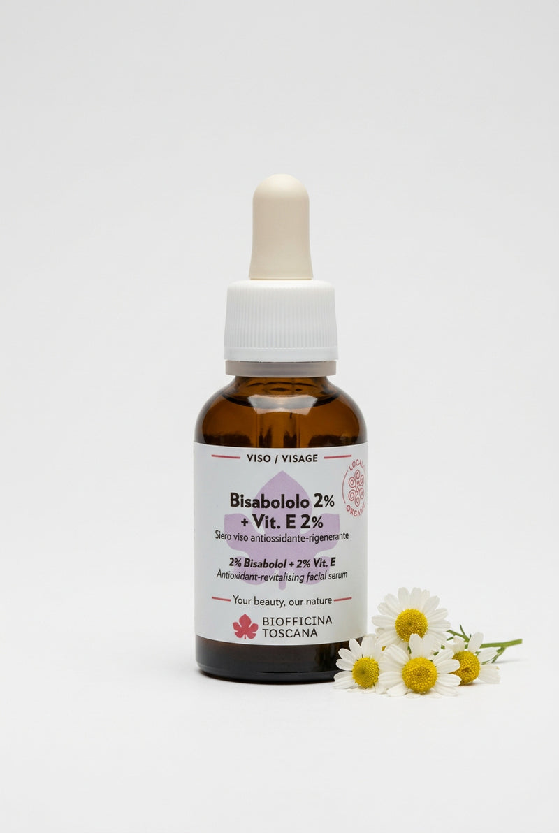 Ansiktsserum med bisabolol 2% och vitamin E 2% 30ml – lugnande och antioxidant serum från Biofficina Toscana