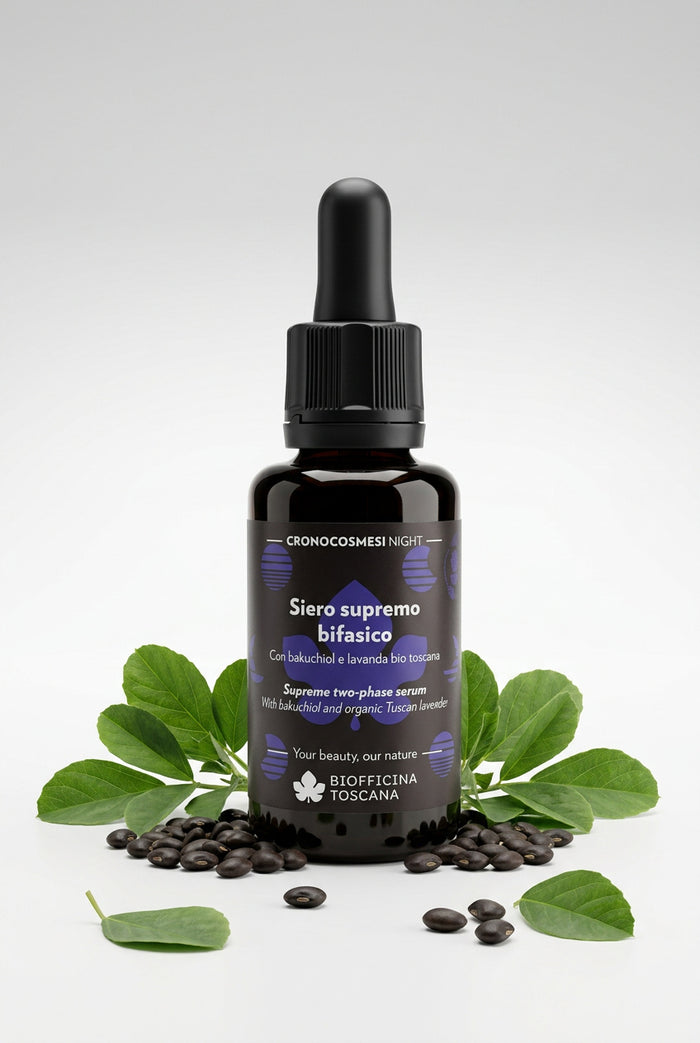 Ansiktsserum med bakuchiol och hyaluronsyra 30ml – anti-aging och återfuktande serum från Biofficina Toscana