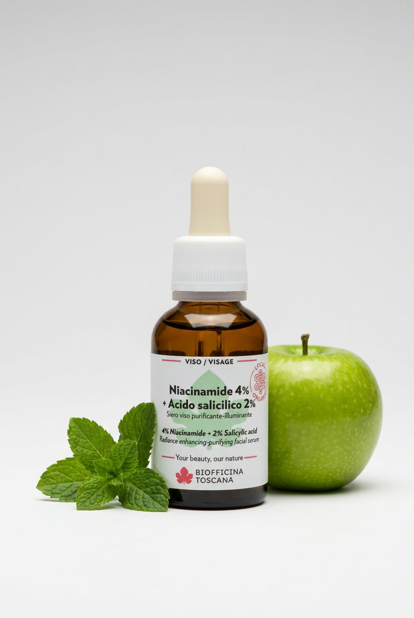 Ansiktsserum med niacinamide 4% och salicylsyra 2% 30ml – porrenande och mattifierande serum från Biofficina Toscana