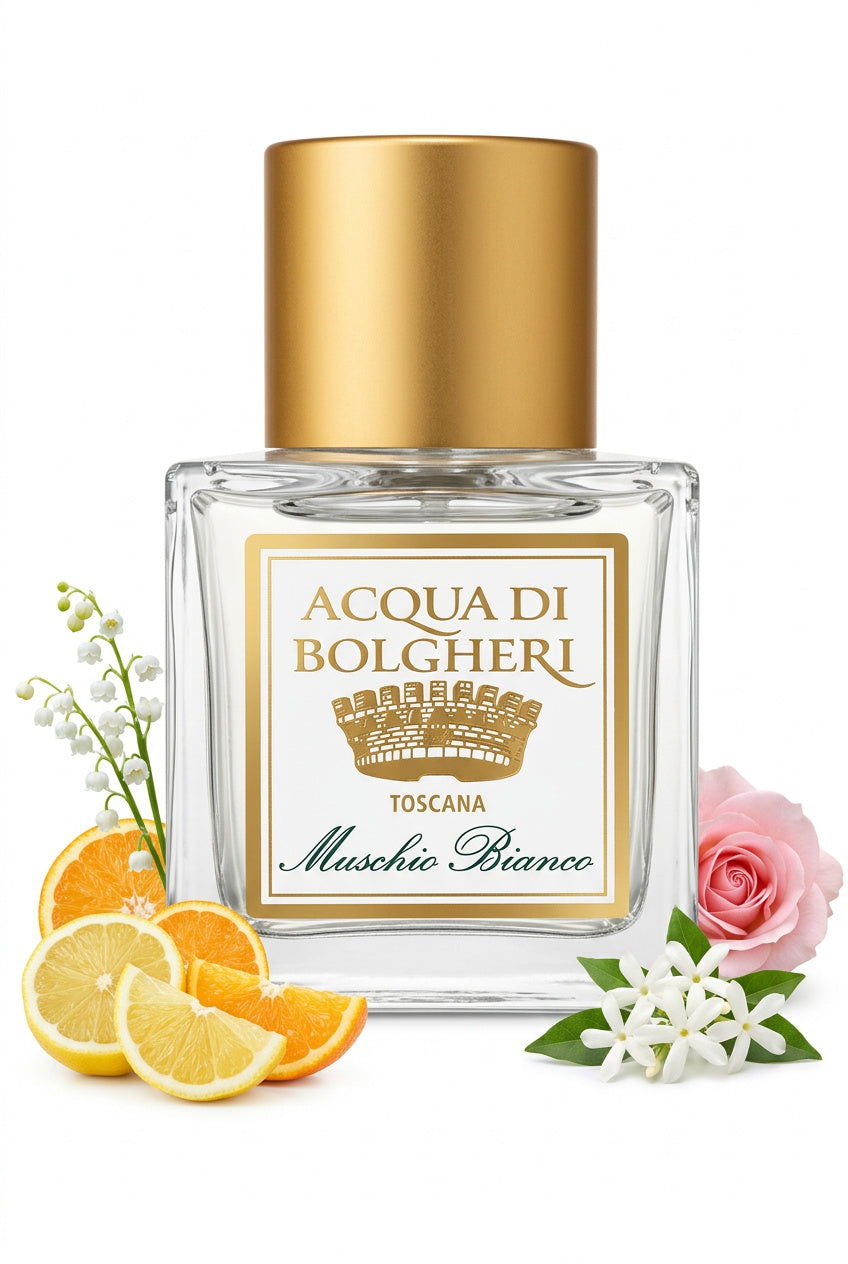Muschio Bianco Eau de Parfum dam med ros, jasmin och citrus – naturlig parfym
