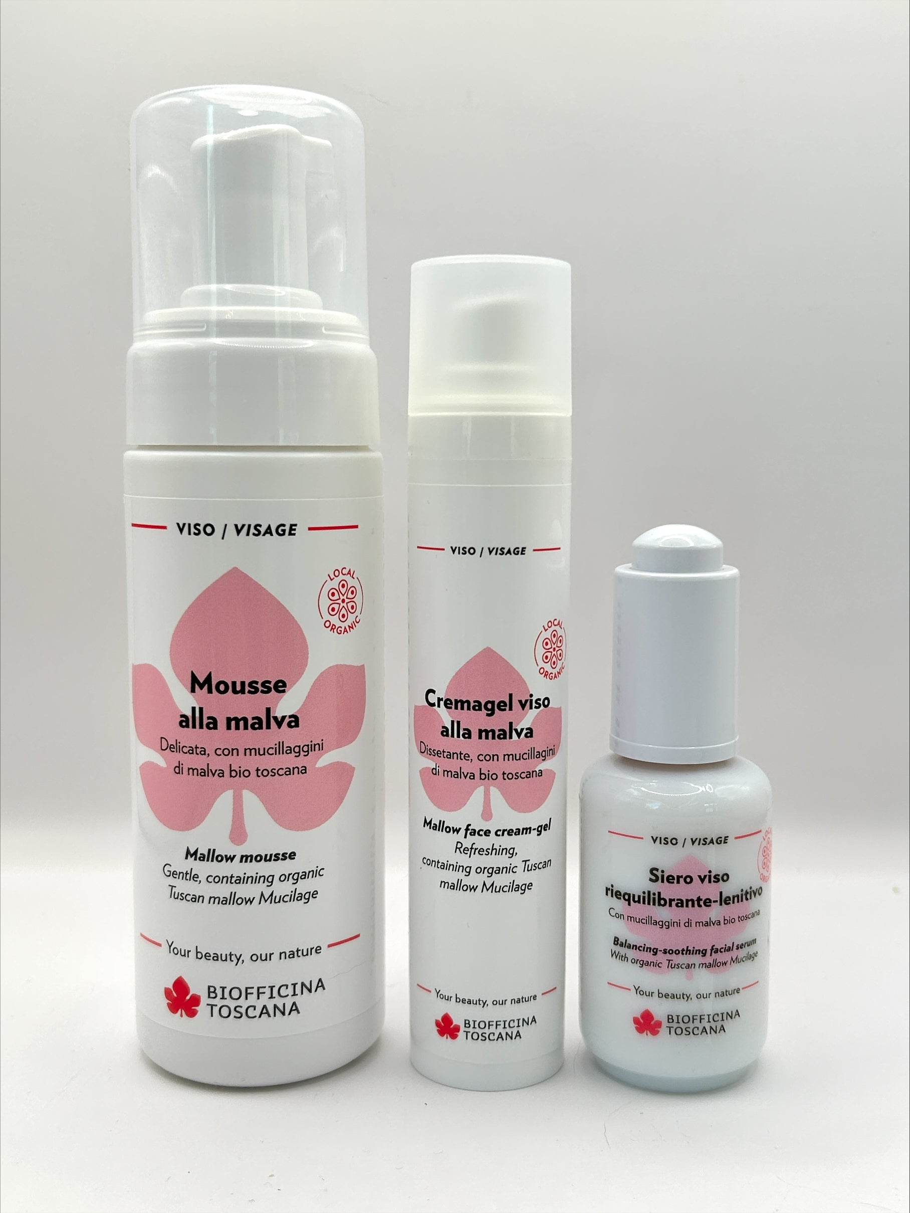 Biofficina Toscana ekologisk gel-kräm – malva och hyaluronsyra för lugn och återfuktad hud