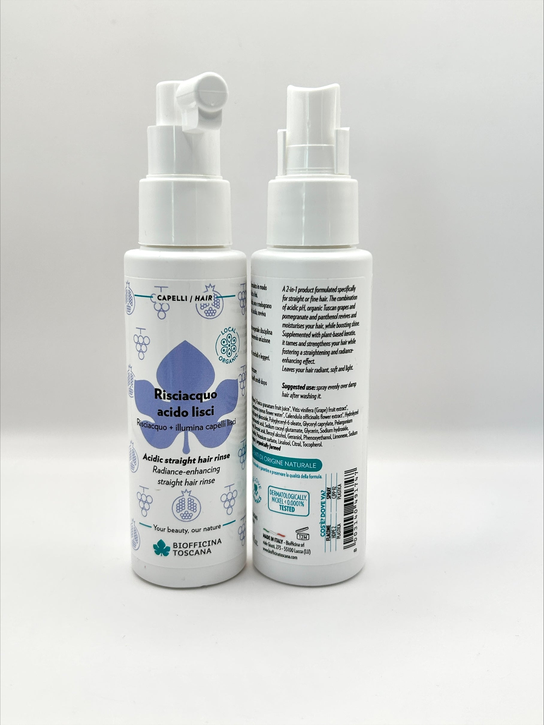 Biofficina Toscana Balsamspray Rakt Hår – utslätande leave-in balsam med keratin mot friss och statisk elektricitet