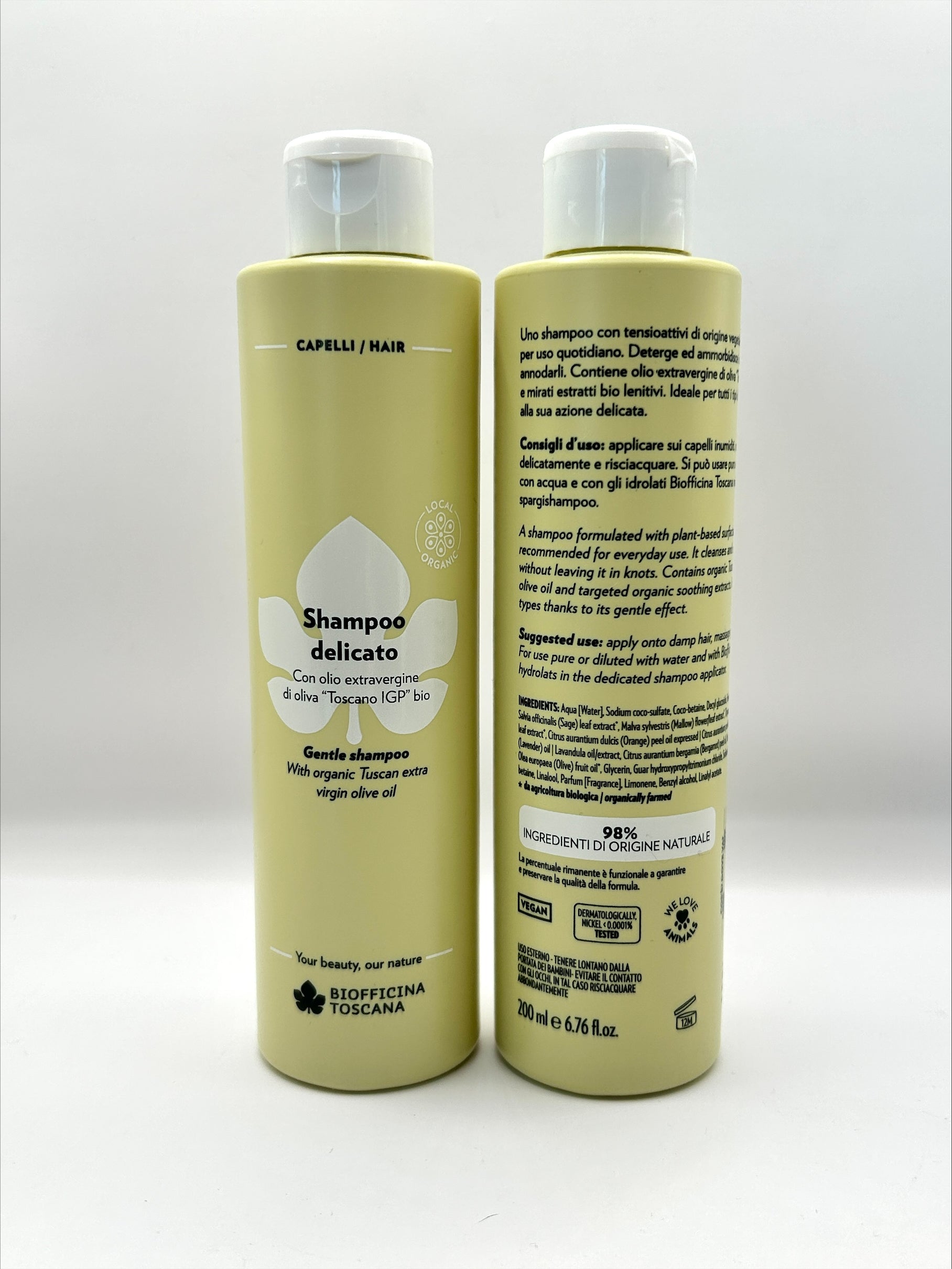 Biofficina Toscana Skonsamt Schampo – mild schampo med olivolja och malva för torrt och skadat hår