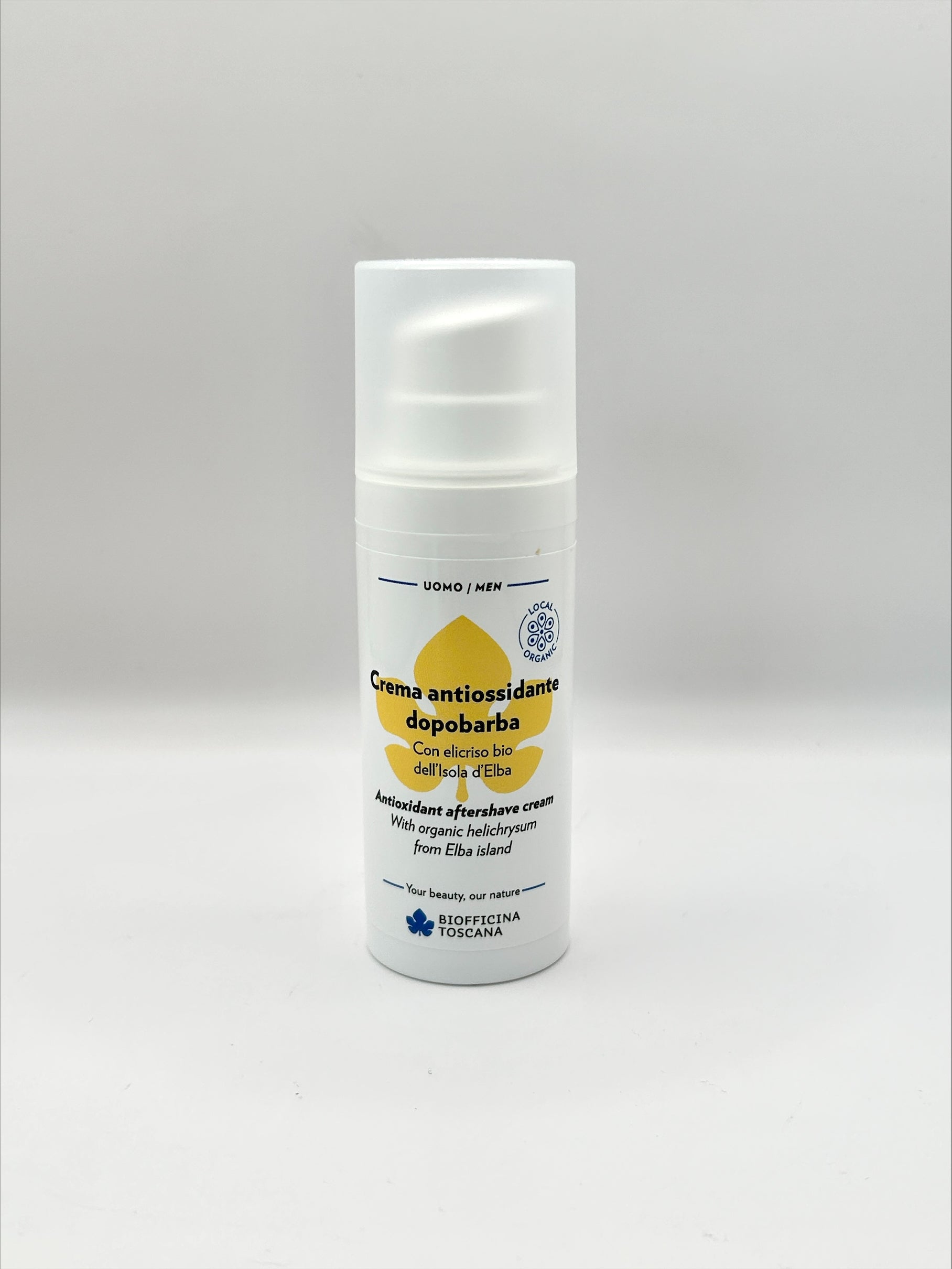 Biofficina Toscana Aftershave Kräm Uviox-Oleox & Helichrysum – lugnande aftershave för känslig hud