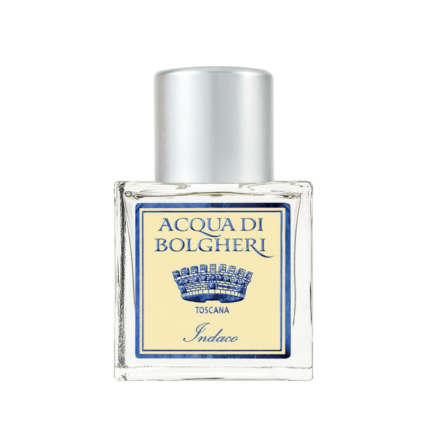 Acqua di Bolgheri Indaco parfymflaska i klarglas med guldlock – Eau de Parfum närbild