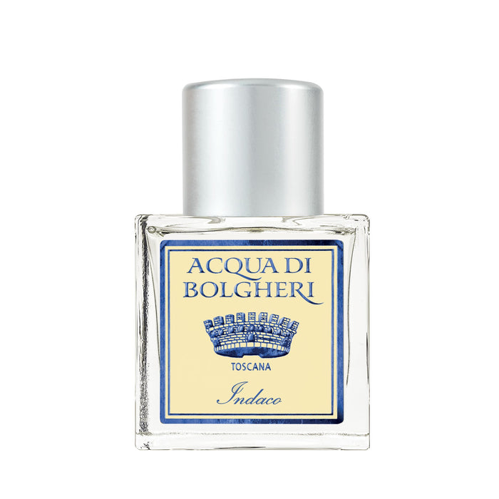 Acqua di Bolgheri Indaco parfymflaska i klarglas med guldlock – Eau de Parfum närbild