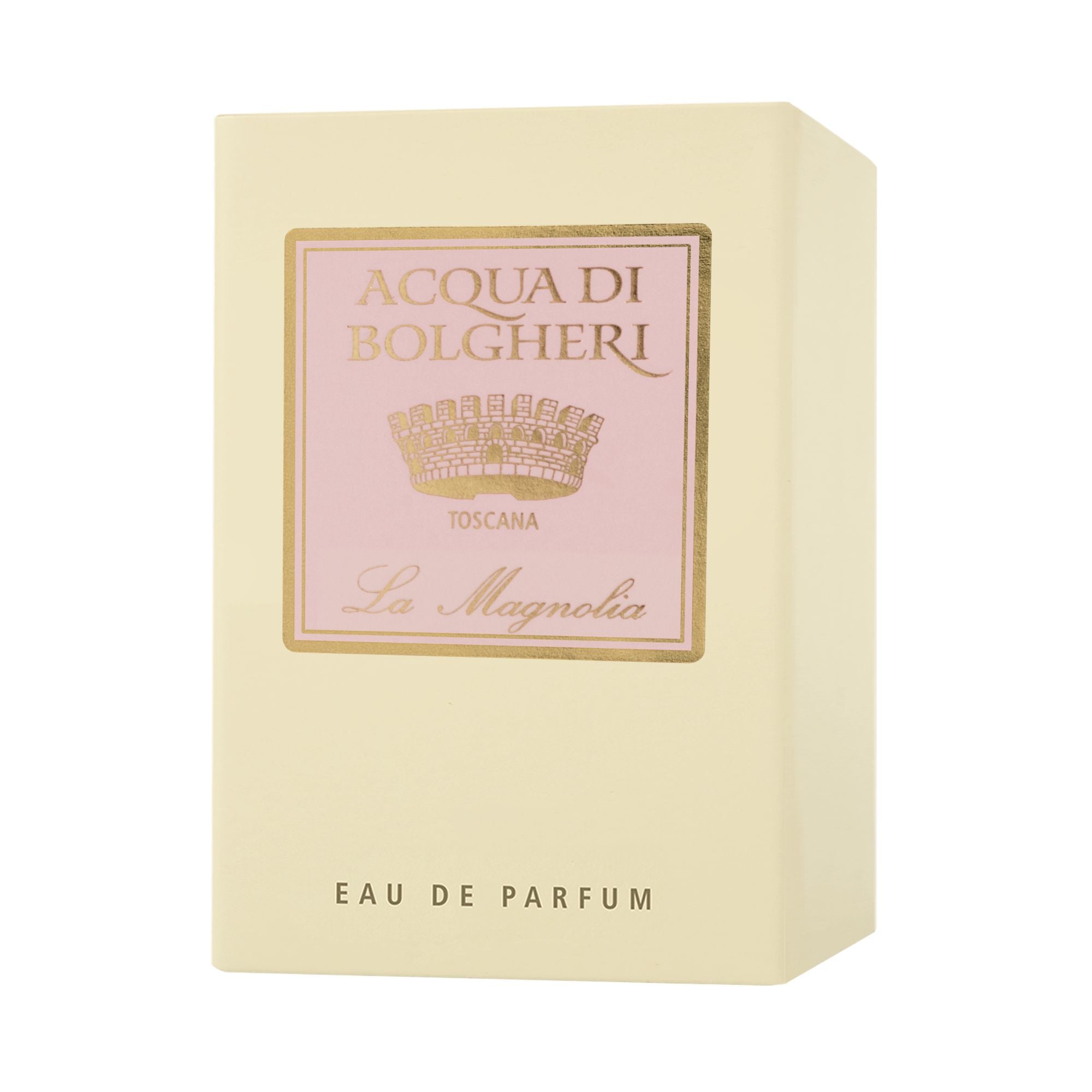 Acqua di Bolgheri La Magnolia EDP förpackning i beige med etikett – Eau de Parfum