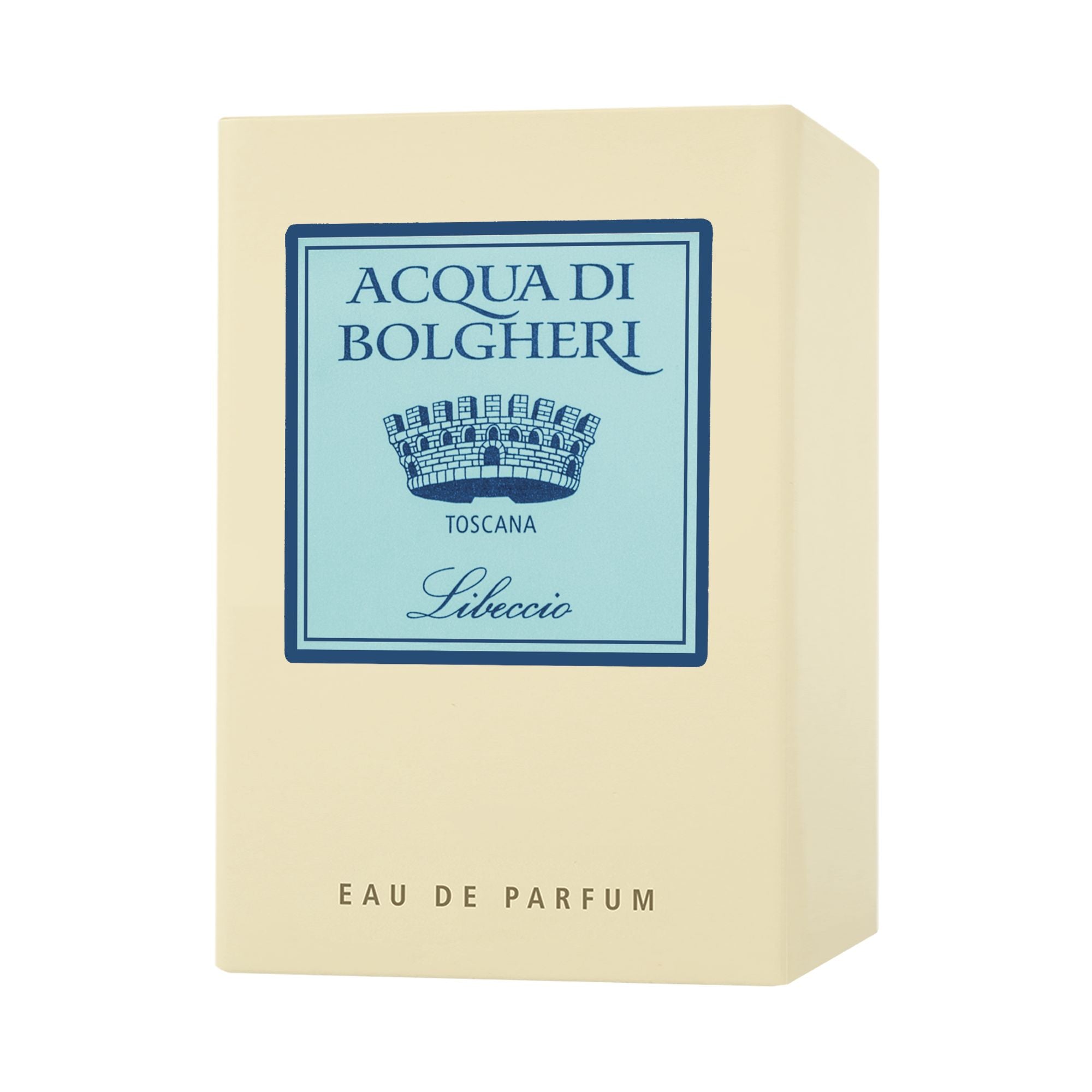 Acqua di Bolgheri Libeccio EDP förpackning i beige med etikett – Eau de Parfum