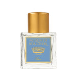 Acqua di Bolgheri Luce parfymflaska i klarglas med guldlock och etikett – Eau de Parfum närbild
