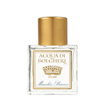 Acqua di Bolgheri Muschio Bianco parfymflaska i klarglas med guldlock – Eau de Parfum närbild