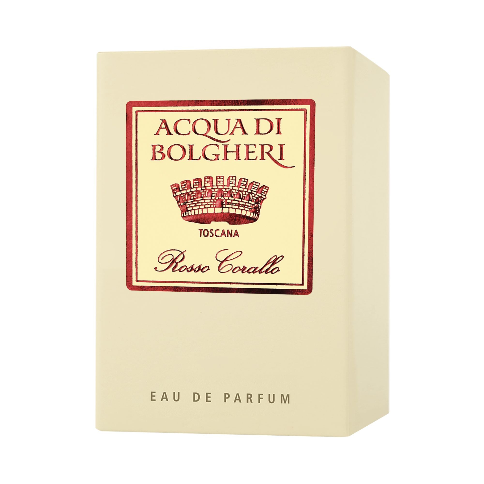 Acqua di Bolgheri Rosso Corallo EDP förpackning i beige med etikett – Eau de Parfum
