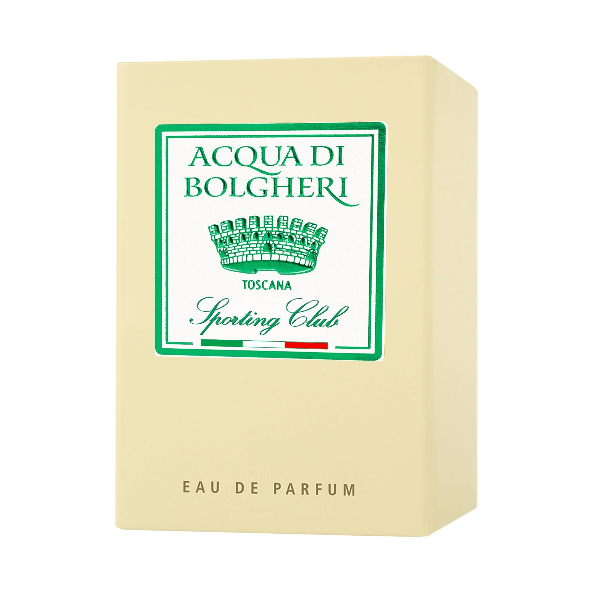 Acqua di Bolgheri Sporting Club EDP förpackning i beige med etikett – Eau de Parfum